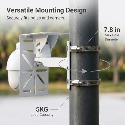QWORK Security Camera Mount Bracket, Universal L-Shape Dome Camera Bracket, Wall & Ceiling Mount for Security CCTV Cameras, Vertical Pole Bracket & Hoop in Kuwait