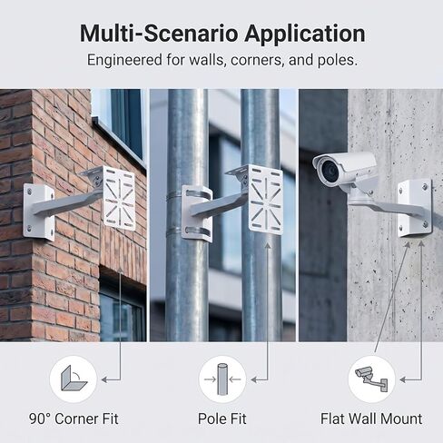 QWORK Security Camera Mount Bracket, Universal L-Shape Dome Camera Bracket, Wall & Ceiling Mount for Security CCTV Cameras, Vertical Pole Bracket & Hoop in Kuwait