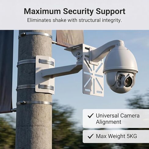 QWORK Security Camera Mount Bracket, Universal L-Shape Dome Camera Bracket, Wall & Ceiling Mount for Security CCTV Cameras, Vertical Pole Bracket & Hoop in Kuwait