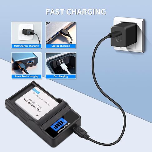 NB-6L NB-6LH Batteries and LED Battery Charger Replacement for Canon PowerShot SX530 HS, SX710 HS, SX700 HS, SX610 HS, SX600 HS, SX540 HS, SX510 HS, SX500 is, SX280 HS, SX270 HS, D30, S90 in Kuwait