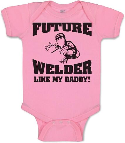 Cute Rascals Baby Bodysuit Future Welder like My Daddy Funny Boy & Girl Baby Clothes Cotton Soft Pink Design Only 6 Months in Kuwait