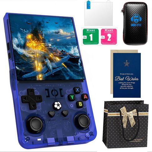 R36MAX Retro Handheld Game Console, 4.0 inch IPS Screen, More Than 20 Emulator and 18000+ Games, Portable Hand Held Open Source Linux System Video Game Console (128Gb Translucent Black) in Saudi Arabia