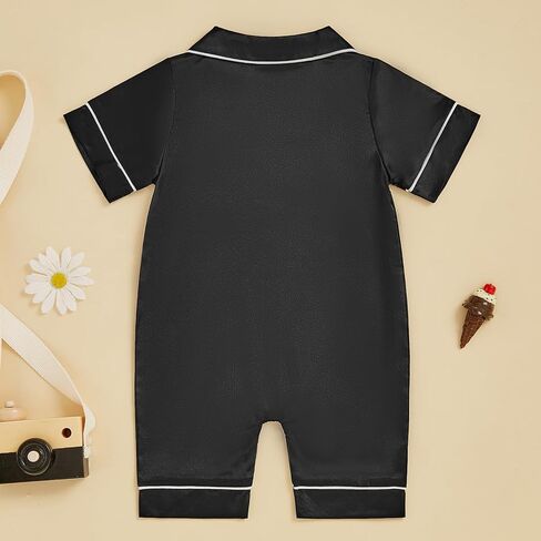 fyclemt Newborn Baby Boy Girl Silk Pajamas Romper Short Sleeve Button Up One Piece Jumpsuit Sleep Satin Nightgown Sleepwear in Saudi Arabia