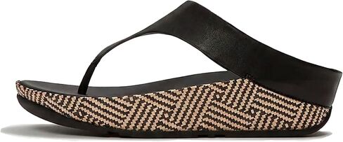 FitFlop Women's Lulu Lux Graphic-Weave Leather Toe-Post Sandals | Sculptural Wedge Sandals with Microwobbleboard Cushioning in Kuwait