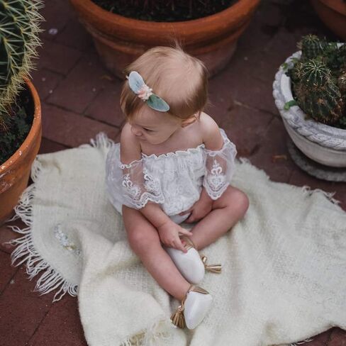 Infant Baby Girl White Hollow Ruffles Sleeve Lace Romper Sunsuit Bodysuit in Saudi Arabia