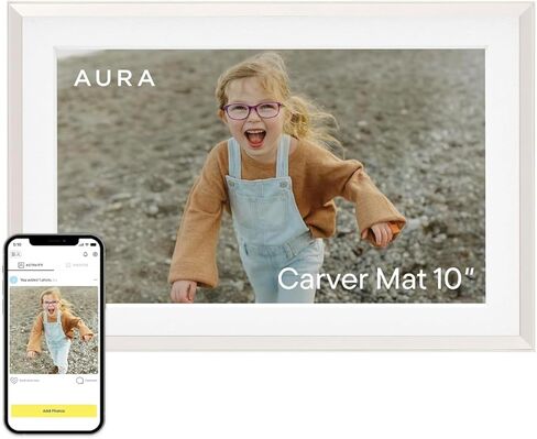 إطار صورة رقمي Aura - شاشة عالية الدقة مقاس 10.1 بوصة | أفضل إطار رقمي من Wirecutter | صور نصية مباشرة إلى الإطار الخاص بك من أي مكان | إعداد سريع وسهل عبر شبكة WiFi - تطبيق Aura مجاني | بدون إعلانات أو رسوم in Kuwait