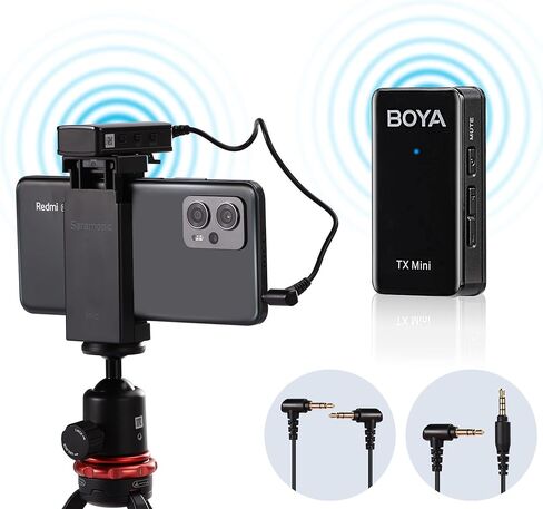 نظام ميكروفون BOYA اللاسلكي، BY-XM6-S1 طية صدر لاسلكية صغيرة الحجم للغاية مع شاشة LCD لكاميرات الفيديو الرقمية ذات العدسة الأحادية العاكسة والهواتف الذكية والأجهزة اللوحية وأجهزة الكمبيوتر لمقابلة Vlog YouTube in Kuwait