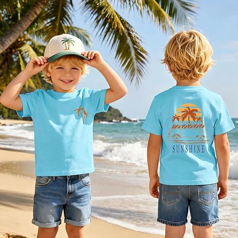 Hawaiian Shirts for Toddler Boys Girls Beach Sunshine Shirt Kids Palm Tree Graphic Tee Vacation Summer Vibes Tops in Saudi Arabia