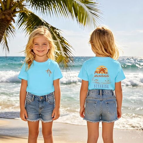 Hawaiian Shirts for Toddler Boys Girls Beach Sunshine Shirt Kids Palm Tree Graphic Tee Vacation Summer Vibes Tops in Saudi Arabia