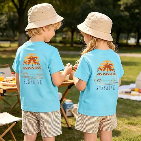 Hawaiian Shirts for Toddler Boys Girls Beach Sunshine Shirt Kids Palm Tree Graphic Tee Vacation Summer Vibes Tops in Saudi Arabia