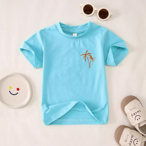 Hawaiian Shirts for Toddler Boys Girls Beach Sunshine Shirt Kids Palm Tree Graphic Tee Vacation Summer Vibes Tops in Saudi Arabia