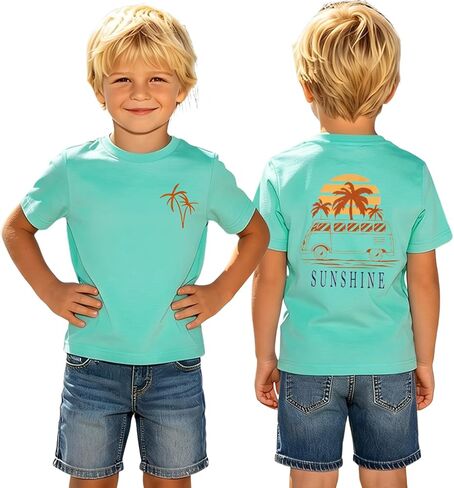 Hawaiian Shirts for Toddler Boys Girls Beach Sunshine Shirt Kids Palm Tree Graphic Tee Vacation Summer Vibes Tops in Saudi Arabia