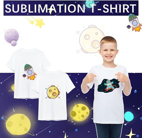 OKBA 4 Pack Unisex Kids Sublimation Blank T-Shirt Bulk, White Polyester Crew Neck Short Sleeve Tee for Boys Girls in Kuwait