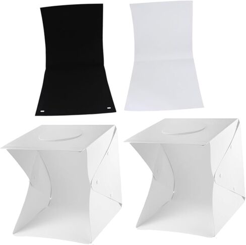 OUNONA خيمة ضوئية محمولة مقاس 30 سم مع إضاءة LED Softbox، طقم صندوق إضاءة صغير للتصوير الفوتوغرافي مع خلفيات سوداء وبيضاء لتصوير المنتجات والمجوهرات in Kuwait