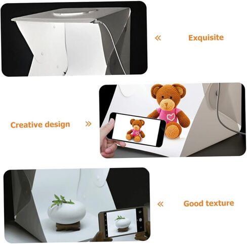 OUNONA خيمة ضوئية محمولة مقاس 30 سم مع إضاءة LED Softbox، طقم صندوق إضاءة صغير للتصوير الفوتوغرافي مع خلفيات سوداء وبيضاء لتصوير المنتجات والمجوهرات in Kuwait