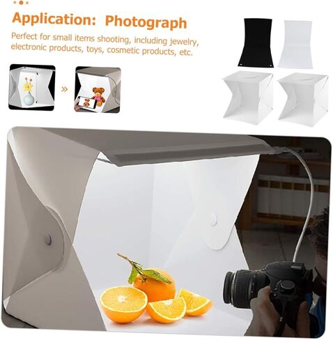 OUNONA خيمة ضوئية محمولة مقاس 30 سم مع إضاءة LED Softbox، طقم صندوق إضاءة صغير للتصوير الفوتوغرافي مع خلفيات سوداء وبيضاء لتصوير المنتجات والمجوهرات in Kuwait