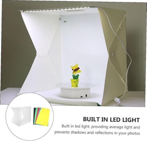 صندوق إضاءة استوديو الصور الصغير LED المحمول مع شرائط إضاءة مزدوجة، خلفيات 6 ألوان، خيمة تصوير قابلة للطي مقاس 30 سم لتصوير المنتجات والتصوير الفوتوغرافي المحمول in Kuwait