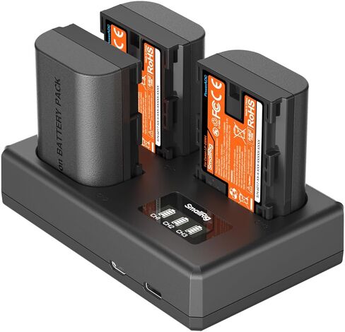 طقم بطارية كاميرا SmallRig LP-E6NH لكاميرا Canon، شاحن LCD ثلاثي الفتحات مع 3 بطاريات 1940 مللي أمبير في الساعة، فك تشفير كامل لكاميرا Canon EOS R6 Mark II، R5، R6، R7، R5C، 5D Mark II/III/IV، R، 6D، 6D Mark II، 70D، 80D in Kuwait