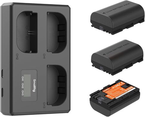 طقم بطارية كاميرا SmallRig LP-E6NH لكاميرا Canon، شاحن LCD ثلاثي الفتحات مع 3 بطاريات 1940 مللي أمبير في الساعة، فك تشفير كامل لكاميرا Canon EOS R6 Mark II، R5، R6، R7، R5C، 5D Mark II/III/IV، R، 6D، 6D Mark II، 70D، 80D in Kuwait