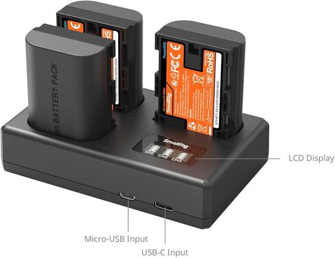 طقم بطارية كاميرا SmallRig LP-E6NH لكاميرا Canon، شاحن LCD ثلاثي الفتحات مع 3 بطاريات 1940 مللي أمبير في الساعة، فك تشفير كامل لكاميرا Canon EOS R6 Mark II، R5، R6، R7، R5C، 5D Mark II/III/IV، R، 6D، 6D Mark II، 70D، 80D in Kuwait
