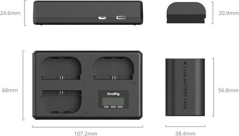 طقم بطارية كاميرا SmallRig LP-E6NH لكاميرا Canon، شاحن LCD ثلاثي الفتحات مع 3 بطاريات 1940 مللي أمبير في الساعة، فك تشفير كامل لكاميرا Canon EOS R6 Mark II، R5، R6، R7، R5C، 5D Mark II/III/IV، R، 6D، 6D Mark II، 70D، 80D in Kuwait
