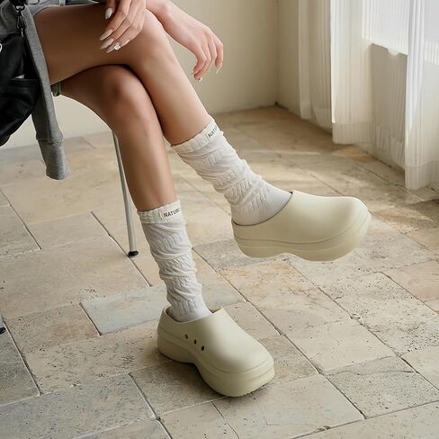Unisex Platform Clogs Slippers Closed Toe Slip on Work Shoes Waterproof EVA Thick Sole NonSlip Garden Kitchen Nursing Shower House Indoor Outdoor Easy Clean Cushioned Comfort Lightweight Supportive in in Kuwait
