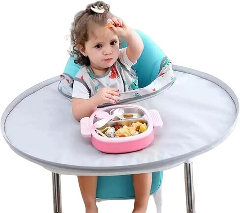 مريلة للأطفال مريلة وصينية لالتقاط الطعام | كرسي مرتفع للتغذية الذاتية|وقت تناول الطعام بدون فوضى|سهل التنظيف للأطفال والرضع in Kuwait