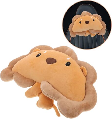 TIDTALEO Comfortable Plush Car Headrest Pillow Neck Travel Pillow for Adults Cuddle Lion Seat Headrest Covers Soft Car Seat Cushion in Kuwait