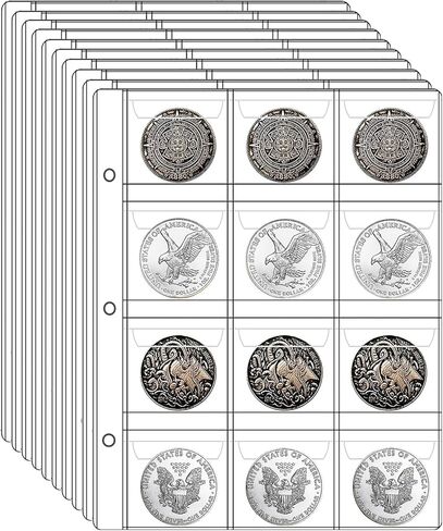Ettonsun Fireproof Coin Collection Collections حاملي جامعي ، 460 جيوب كوين منظم الأكمام الألبوم العمودات و 36 عملة الألبوم ألبوم ألبوم حامل عملة تخزين عملة (خضراء ترقية) in Kuwait