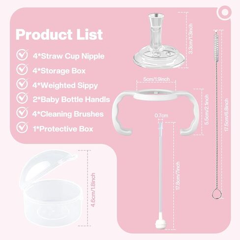 Straw Cup Conversion Kit for Dr. Brown's Narrow and Narrow Glass Baby Bottles, Weighted Sippy Cup Transition Kit with Handles for Kids, [Variable Flow] [Spill-Proof] [BPA-Free], 6m+ in Kuwait