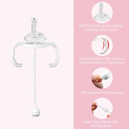 Straw Cup Conversion Kit for Dr. Brown's Narrow and Narrow Glass Baby Bottles, Weighted Sippy Cup Transition Kit with Handles for Kids, [Variable Flow] [Spill-Proof] [BPA-Free], 6m+ in Kuwait