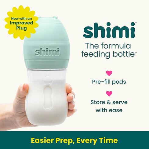 Shimi 2.0 Baby Formula Bottle with Refillable Formula Pods, 9 oz Tritan Feeding Bottle with Anti-Colic Silicone Nipple, Built-in Formula Dispenser for Travel and On-the-Go Feeding, Pack of 2 in Kuwait