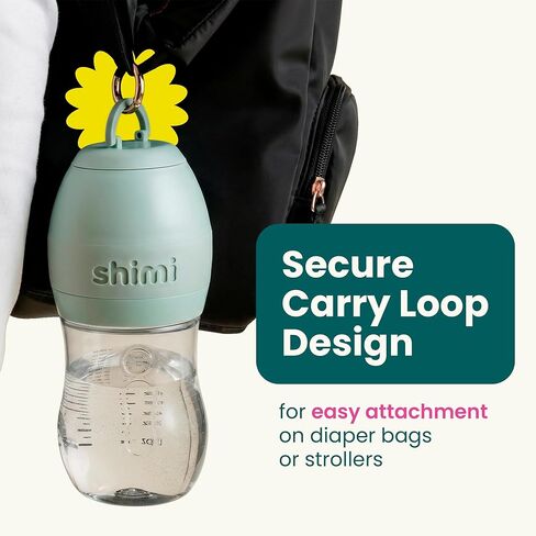Shimi 2.0 Baby Formula Bottle with Refillable Formula Pods, 9 oz Tritan Feeding Bottle with Anti-Colic Silicone Nipple, Built-in Formula Dispenser for Travel and On-the-Go Feeding, Pack of 2 in Kuwait