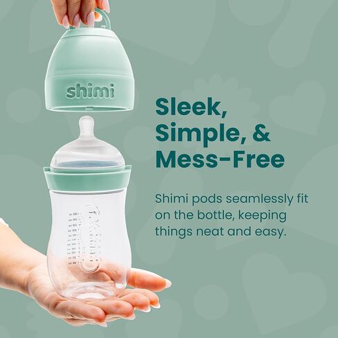 Shimi 2.0 Baby Formula Bottle with Refillable Formula Pods, 9 oz Tritan Feeding Bottle with Anti-Colic Silicone Nipple, Built-in Formula Dispenser for Travel and On-the-Go Feeding, Pack of 2 in Kuwait