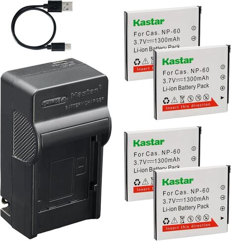 Kastar 3-Pack Battery and AC & USB-C Charger, Compatible with NP-60 Camera, for Casio Exilim EX-Z80 EX-Z85 EX-Z90 EX-Z29 EX-Z19 EX-Z9 EX-S10 EX-S12 EX-FS10 and EX-Z Series Models in Kuwait