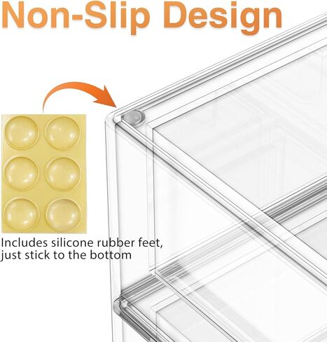 TOOGE Stackable Baby Bottle Organizer: Acrylic Bottle Organizer Baby Storage Drawers Clear Bottle Station Organization for Countertop Cabinet Vanity with 4 in 1 Cup Lid Cleaning Brush & Label - Wide in Kuwait