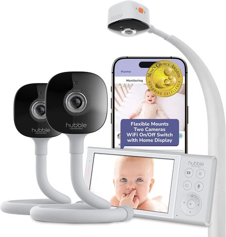 HUBBLE CONNECTED GoBaby AI Wireless Portable Pro - جهاز مراقبة الأطفال فائق الوضوح بدقة 2K مع خاصية اكتشاف الانقلاب بالذكاء الاصطناعي، وتنبيهات البكاء الحقيقية، وتحليلات النوم - مع كاميرا، ووحدة الوالدين عالية الدقة، وبطارية محمولة، وحامل على الحائط in Kuwait