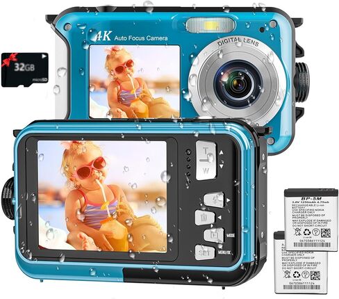 4K Underwater Camera 16FT Waterproof Camera with 32GB Card and an Additional Spare Battery in Kuwait