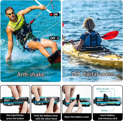 4K Underwater Camera 16FT Waterproof Camera with 32GB Card and an Additional Spare Battery in Kuwait