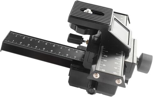 4 Way Macro Focusing Rail Slider, Aluminum Alloy Camera Slider with Case Plate for DSLR Photography, Precision Ruler, 10cm Macro Stroke in Kuwait