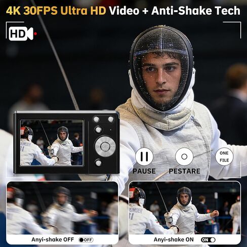 كاميرا رقمية 4K للتركيز التلقائي للتصوير الفوتوغرافي، تكبير 16X، كاميرا رقمية مدمجة محمولة بدقة 50 ميجابكسل، كاميرات سفر مدمجة للمبتدئين مع بطاقة 32 جيجابايت in Kuwait
