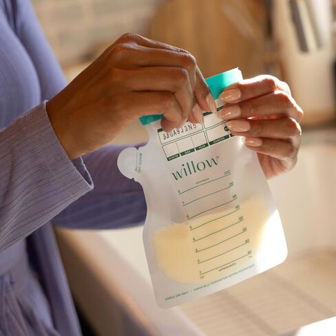 Willow - 8oz Breast Milk Storage Bags - SmartStash Tracking - 100ct - Double Zip Seal for Durability - Freezer & Fridge Breastmilk Storage - Easy Pour Spout - BPA Free - Breastfeeding Essentials in Kuwait