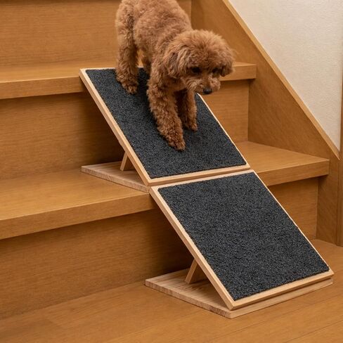 2 Packs Adjustable Slope Foldable Wooden Dog Ramp for Stairs, Anti-Slip Bump Dog Ramp for Stairs, No Installation Required, Small or Medium Cats, Step for Injured Pets (11.81 Inches/ 30 cm) in Saudi Arabia