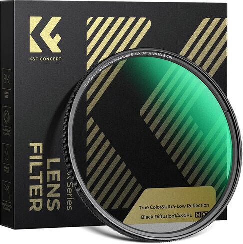 K&F CONCEPT 49mm 1/4 Black Diffusion & Circular Polarizing 2-in-1 Filter Pro Mist Cinematic Polarizer Effect Filter with 28-Layer Coating for Camera Lenses (X-Series) in Saudi Arabia