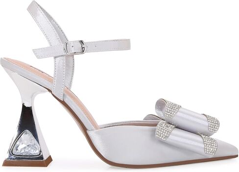 حذاء Lady Couture Milly Pump، حذاء نسائي من الساتان، كعب رسمي بمقدمة مدببة، حزام كاحل قابل للتعديل وكعب واسع in Kuwait