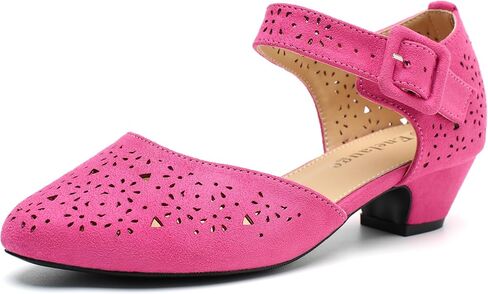 Enelauge Women's Ankle Strap Low Block Chunky Heels Cutout Closed Toe D'Orsay Pumps Vintage Dress Shoes for Work Evening Church Party in Saudi Arabia
