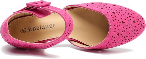 Enelauge Women's Ankle Strap Low Block Chunky Heels Cutout Closed Toe D'Orsay Pumps Vintage Dress Shoes for Work Evening Church Party in Saudi Arabia