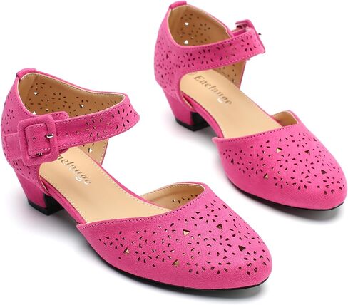 Enelauge Women's Ankle Strap Low Block Chunky Heels Cutout Closed Toe D'Orsay Pumps Vintage Dress Shoes for Work Evening Church Party in Saudi Arabia