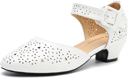 Enelauge Women's Ankle Strap Low Block Chunky Heels Cutout Closed Toe D'Orsay Pumps Vintage Dress Shoes for Work Evening Church Party in Saudi Arabia