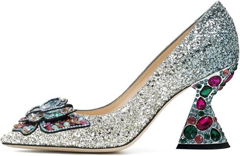 YDN Women Butterfly Pumps Colorful Crystal High Heels Studded Slip On Closed Pointed Toe Dress Shoe Wedding Party Size 4-16 US in Saudi Arabia